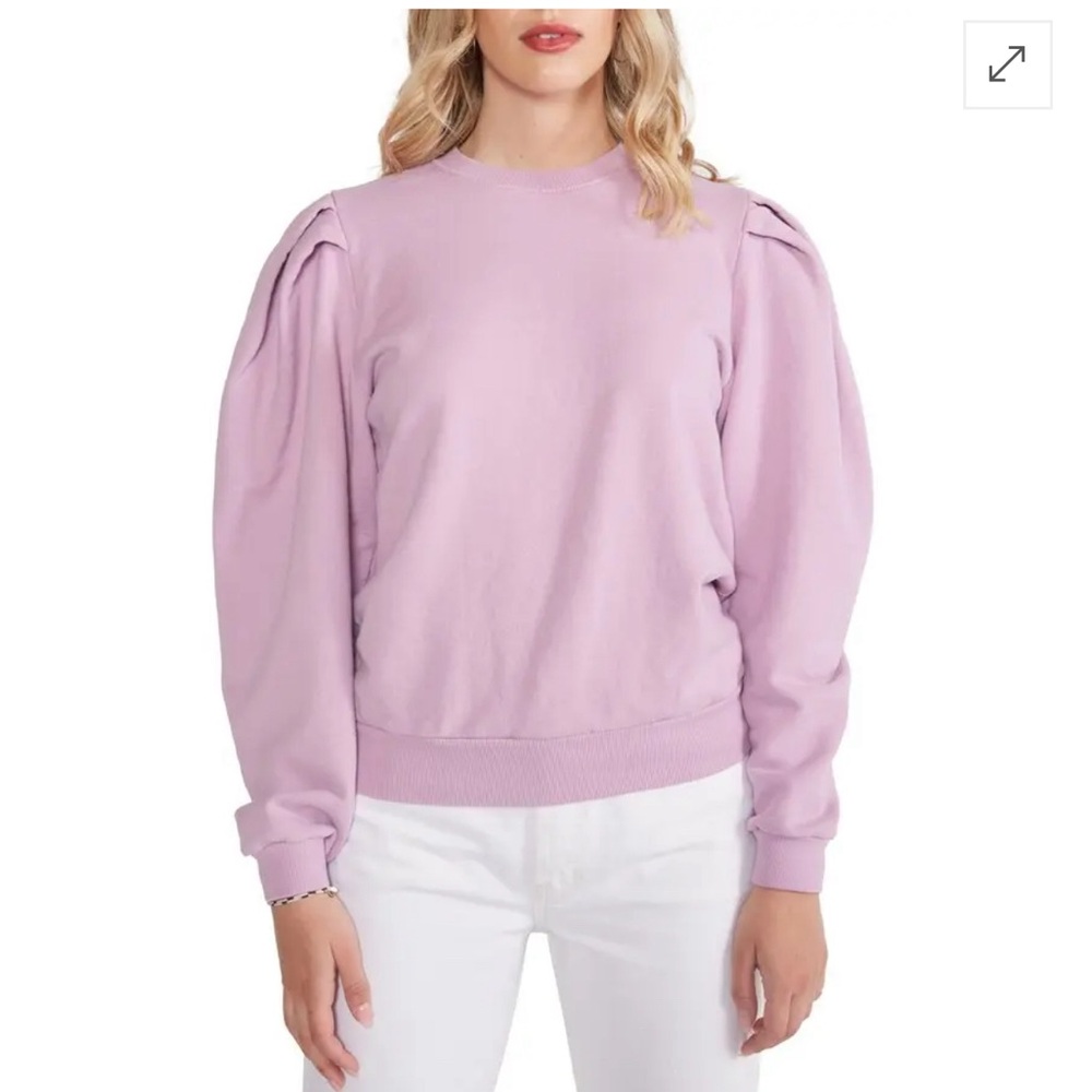 ETICA 
Pleated Shoulder Cotton Sweatshirt - Lavender Mist